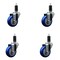 Service Caster 3.5'' Blue Poly Wheel Swivel 1-1/4'' Expanding Stem Caster Set, 4PK SCC-EX20S3514-PPUB-BLUE-114-4 - alternate 1